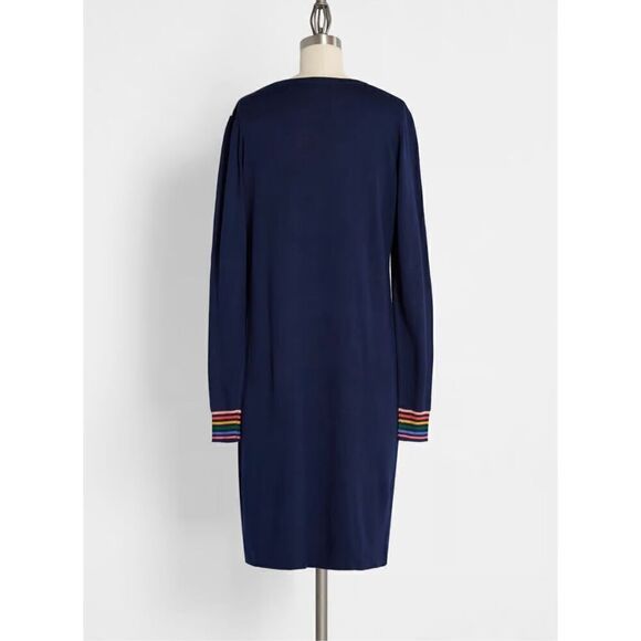 Modcloth Sugarhill Women’s Rainbow Evie Sun On My Shoulders Sweater Dress - Picture 4 of 10